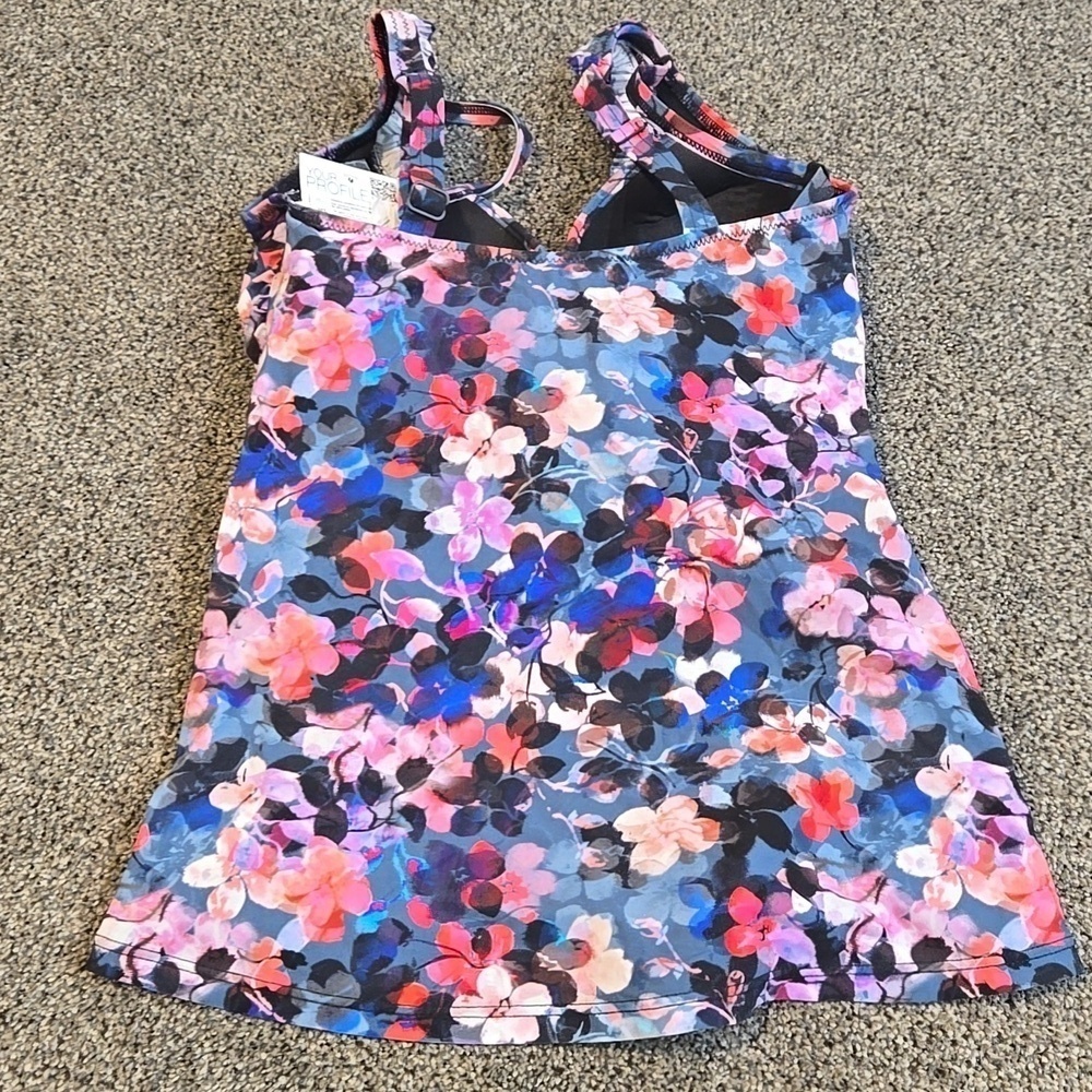 NWT Profile By Gottex Women Floral Bra Top Tankini One Piece Swimsuit Sz 34D - Picture 5 of 9